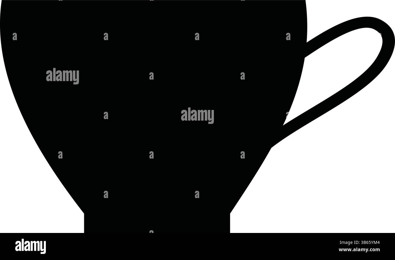 Icona primo piano della silhouette della tazza da tè parziale per il design delle bevande Illustrazione Vettoriale