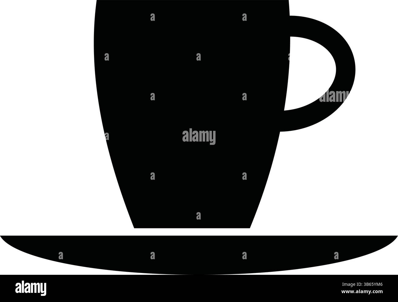 Tazza da tè minimalista e icona a piattino in bianco e nero Illustrazione Vettoriale