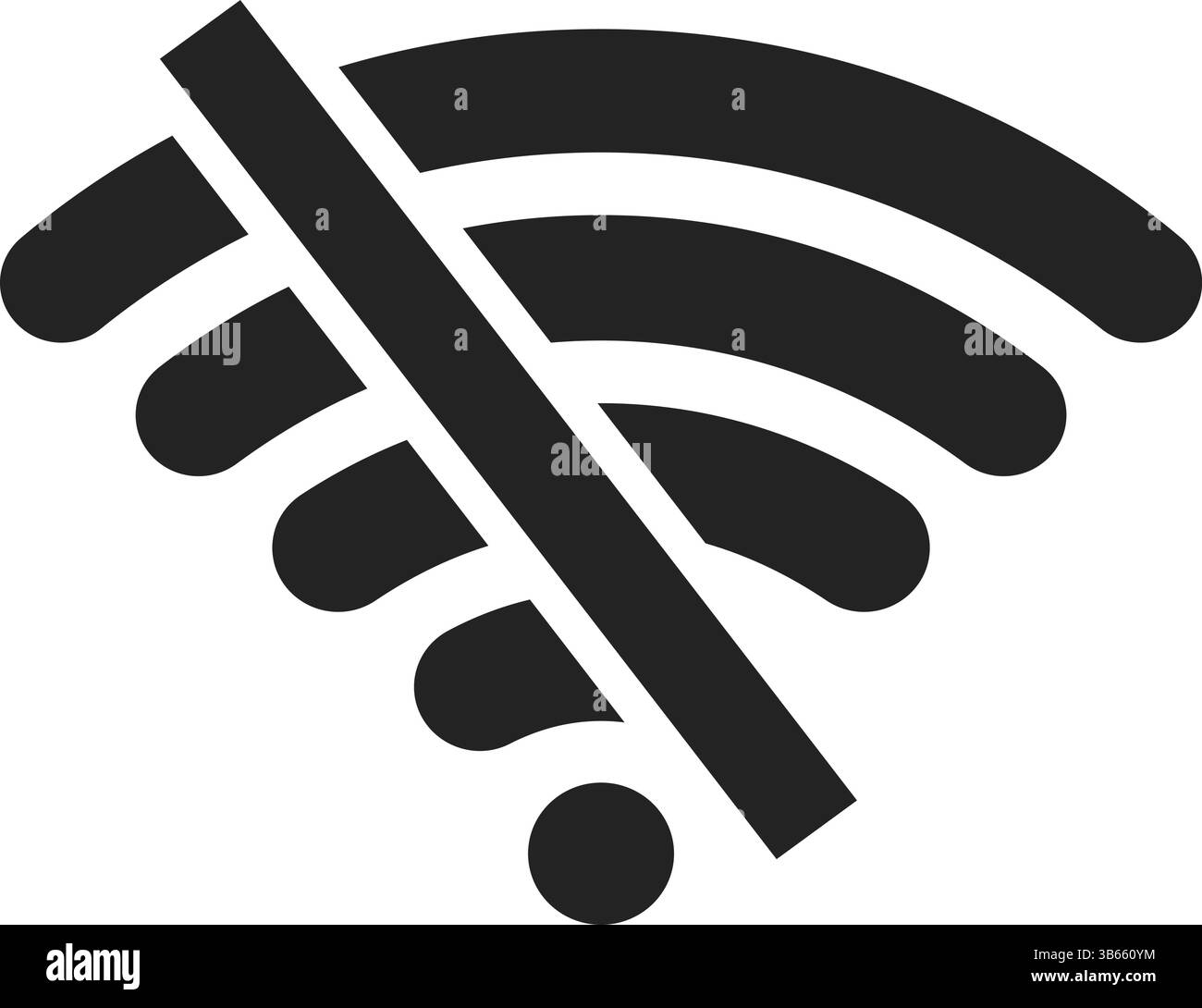Nessuna icona di connessione WiFi con la silhouette nera Illustrazione Vettoriale