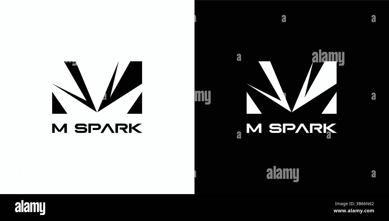 Il design con logo M Spark è moderno e sofisticato con dettagli neri. Illustrazione Vettoriale