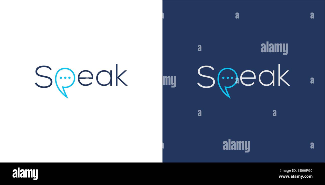 Il design del logo Speak è unico e pulito Illustrazione Vettoriale