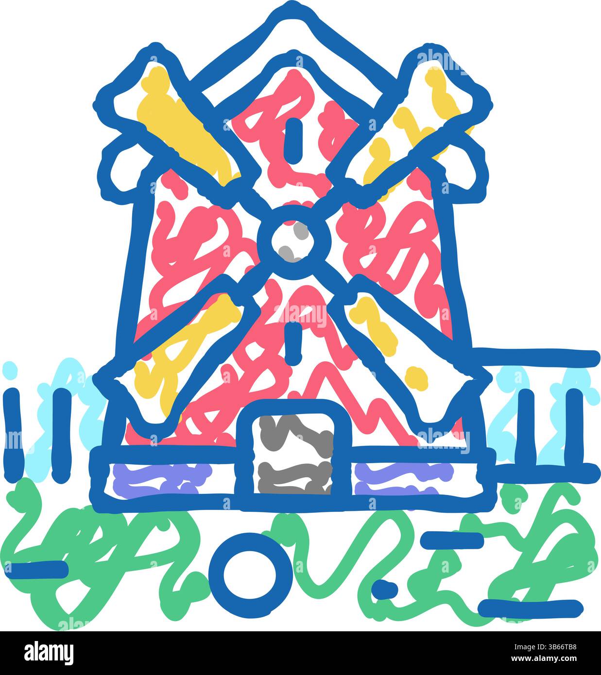 illustrazione dell'icona del campo da golf mill Illustrazione Vettoriale