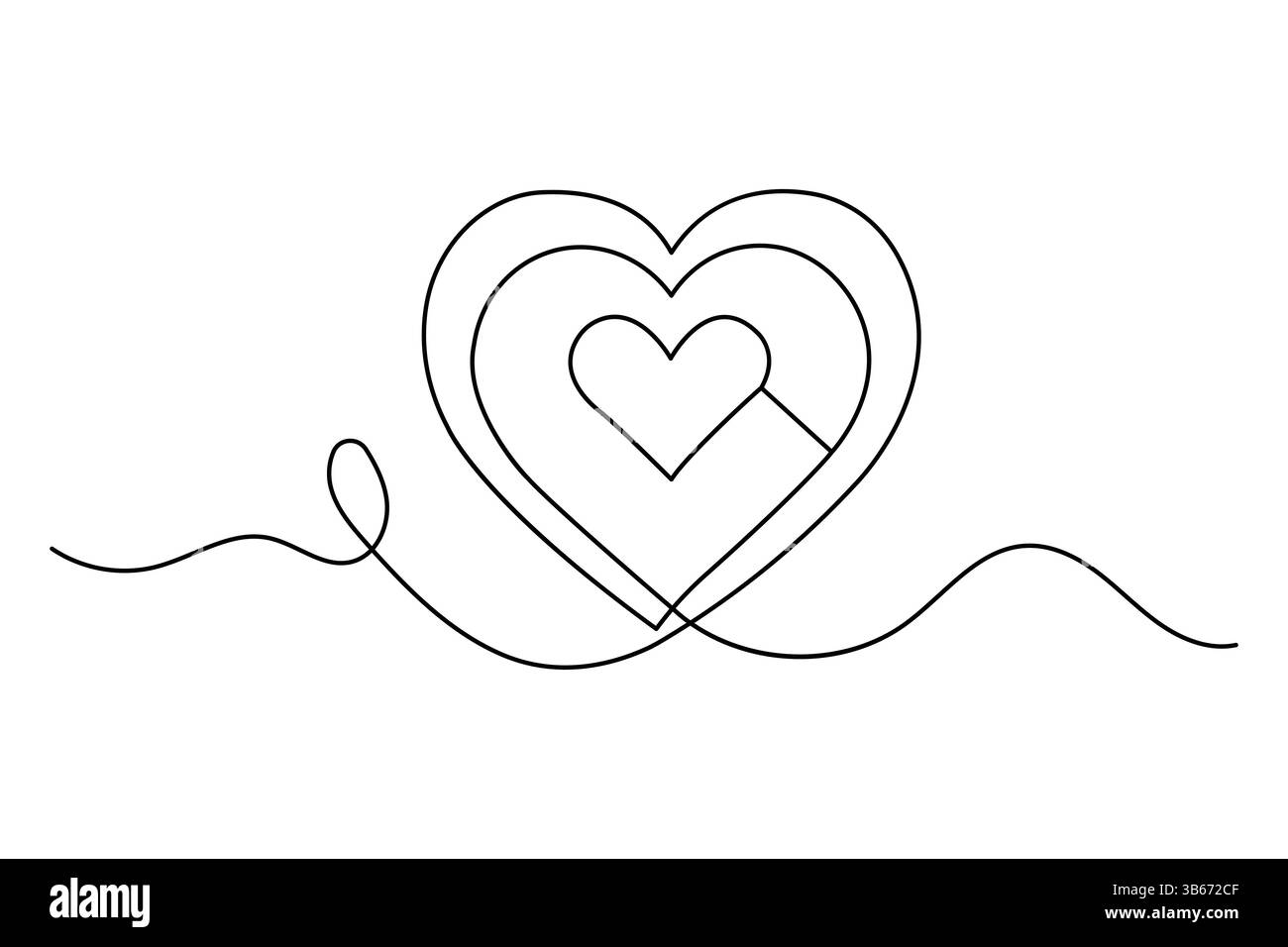 San Valentino cuore e amore per la grafica continua su una linea disegnando il design vettoriale Illustrazione Vettoriale