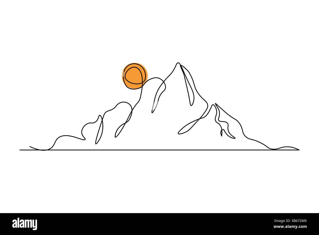 Semplice illustrazione del disegno a linea singola continuo del vettore di montagna Illustrazione Vettoriale