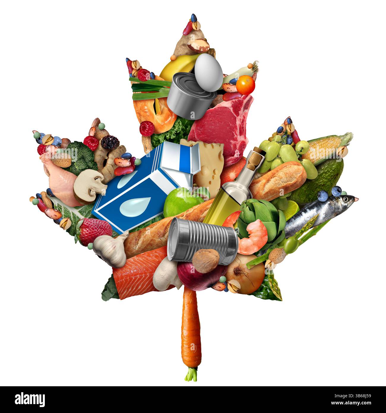 Generi alimentari canadesi come simbolo per i negozi di alimentari in Canada o per i supermercati in province come Quebec Ontario e British Columbia come lea d'acero Foto Stock