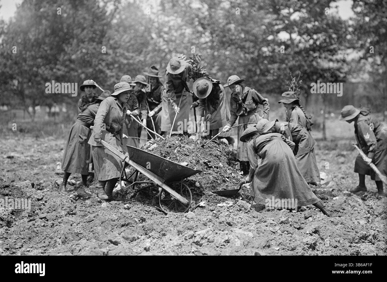 Ragazze scout giardinaggio, 1917. Foto Stock