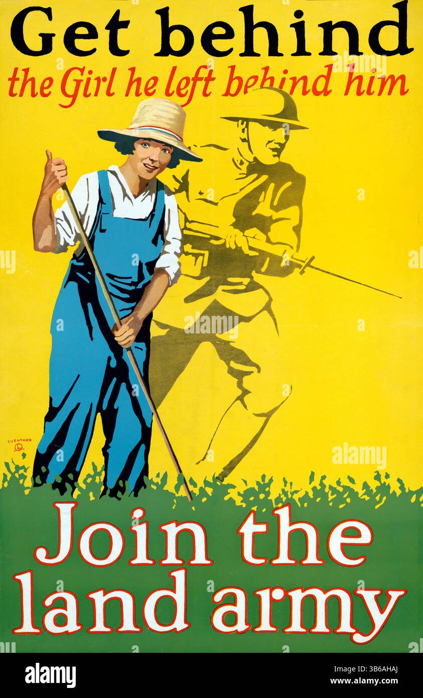 Poster di propaganda della prima guerra mondiale per l'Esercito terrestre delle donne. Foto Stock