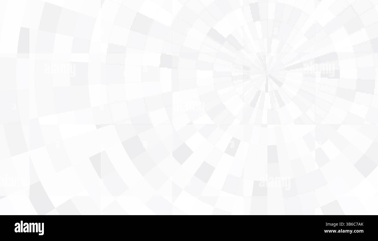 Motivo radiale geometrico astratto con cerchi concentrici e rettangoli in tonalità di bianco e grigio chiaro per sfondi moderni Illustrazione Vettoriale