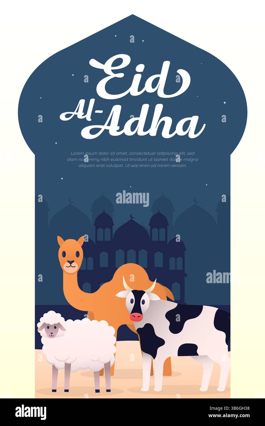 illustrazione del poster eid al adha in stile gradiente Illustrazione Vettoriale