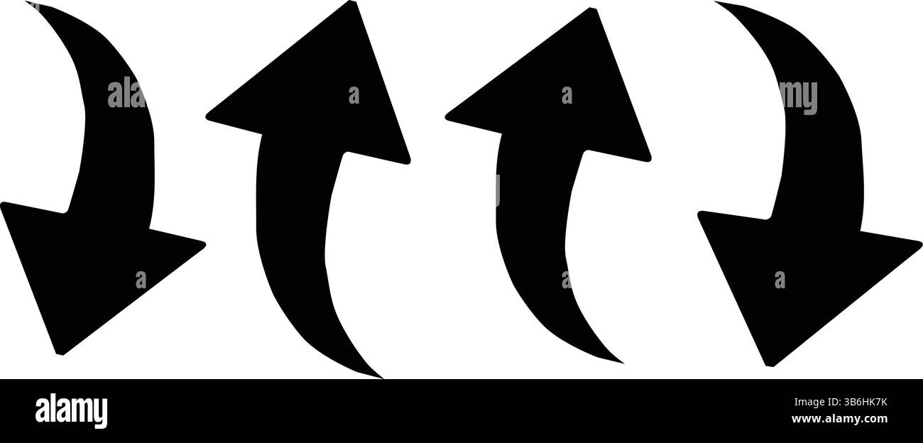 Un design minimalista con quattro eleganti frecce nere rivolte verso l'alto, che simboleggiano crescita, progresso e direzione. Illustrazione Vettoriale