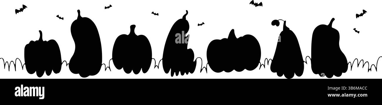 Spaventose silhouette di zucca di Halloween Illustrazione Vettoriale