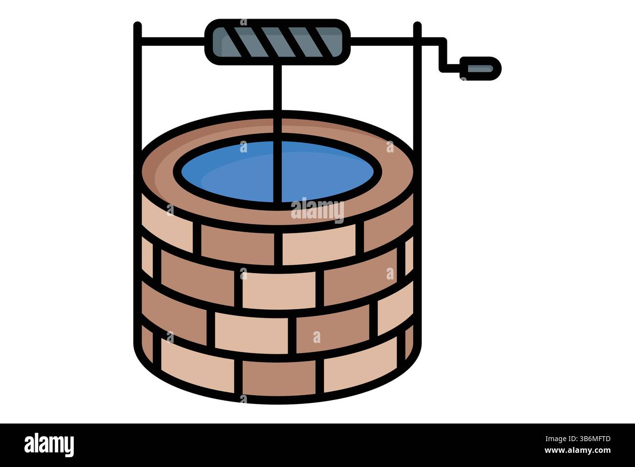 Icona del pozzo d'acqua. stile icona contorno colorato. icona irrigazione. illustrazione vettoriale degli elementi agricoli Illustrazione Vettoriale