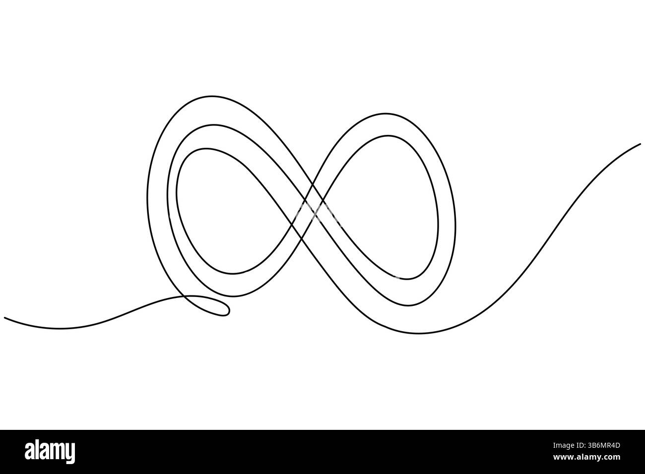 Simbolo di infinito disegno a una linea continuo e stile minimalista isolano l'icona del vettore del contorno Illustrazione Vettoriale