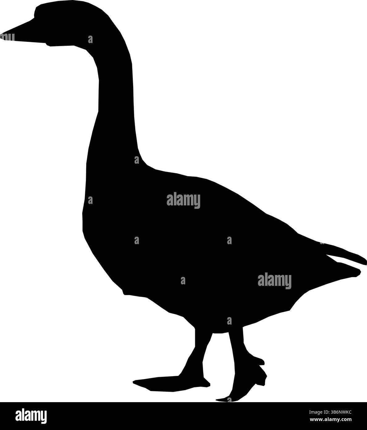 Elegante silhouette nera di un'oca in piedi nel profilo Illustrazione Vettoriale