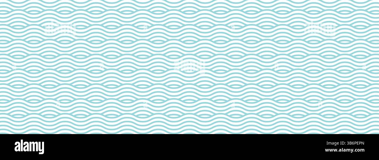Motivo a onde blu senza cuciture con design moderno e minimalista per sfondi oceanici, stampe tessili ed elementi decorativi astratti. Illustrazione Vettoriale