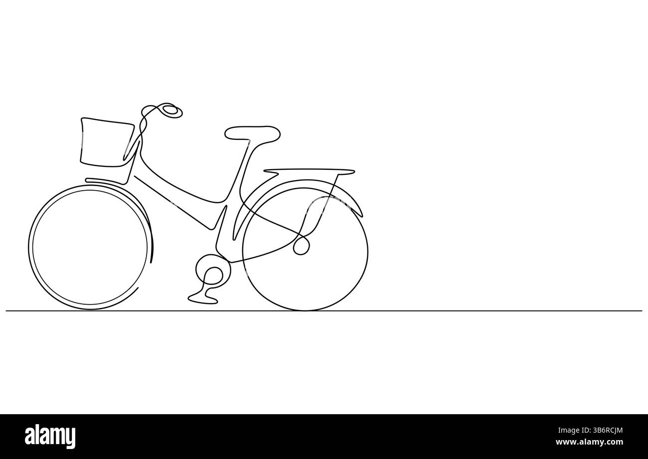 Icona della linea continua della bicicletta, concetto della giornata mondiale della bicicletta disegno continuo di una linea Illustrazione Vettoriale