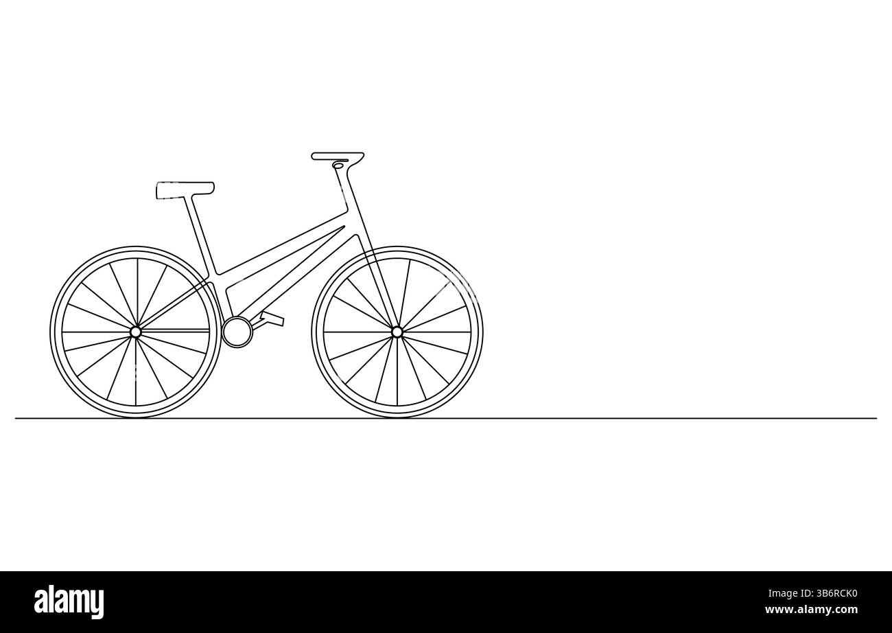 Icona della linea continua della bicicletta, concetto della giornata mondiale della bicicletta disegno continuo di una linea Illustrazione Vettoriale