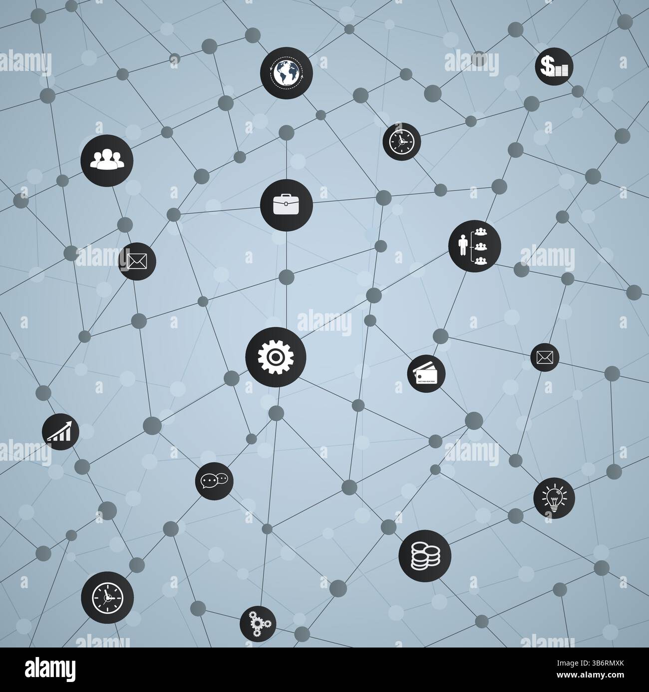 Struttura economica delle reti con icone, web design, mobile Illustrazione Vettoriale