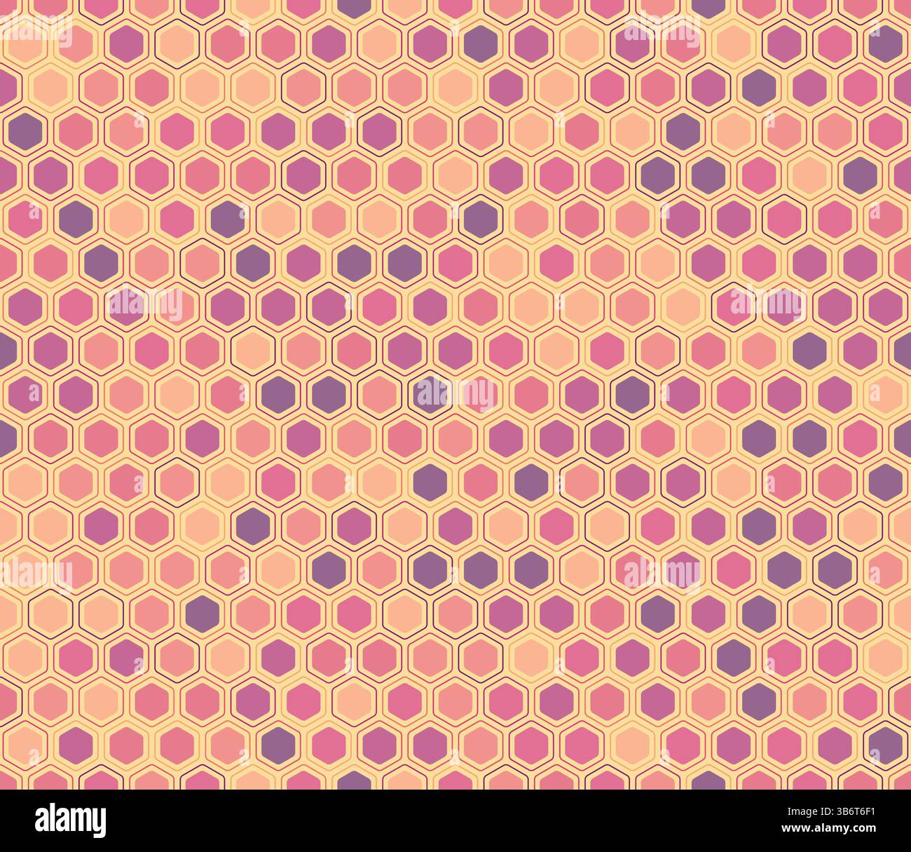 Sfondo esagonale ribaltabile. Esagoni arrotondati modello a mosaico con celle solide interne. Forme geometriche a nido d'ape. Tavolozza colori a più toni. Illustrazione Vettoriale