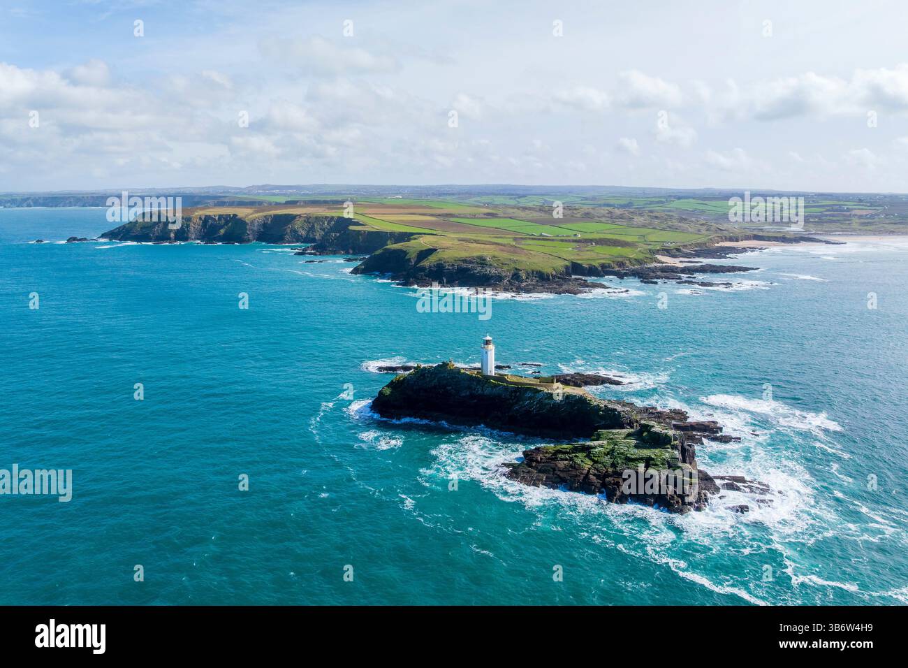Godrevy Lighthouse, Cornwall, England, Regno Unito, Europa Foto Stock