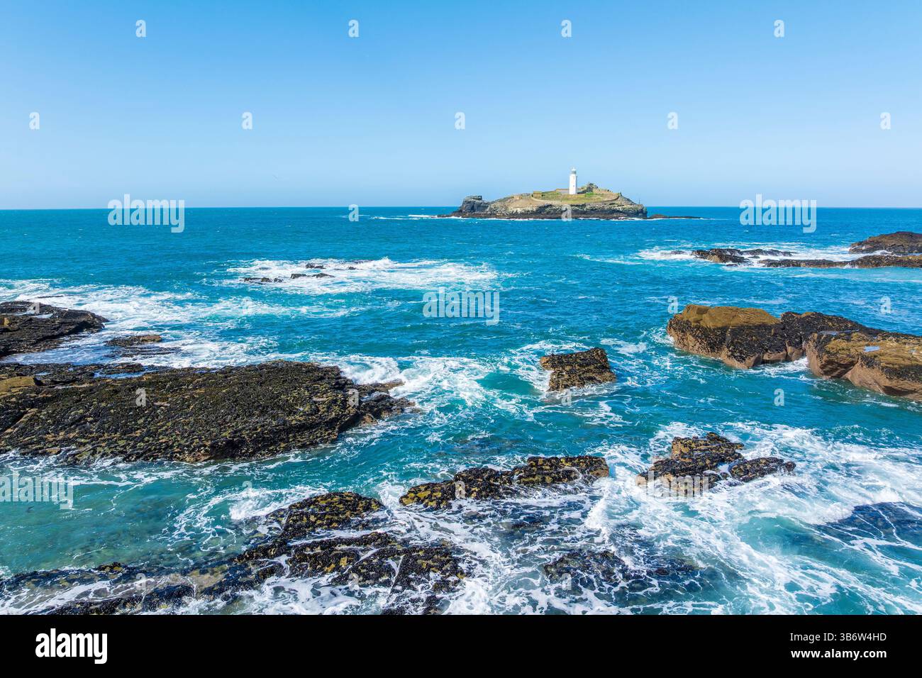 Godrevy Beach, Cornovaglia, Inghilterra, Regno Unito, Europa Foto Stock