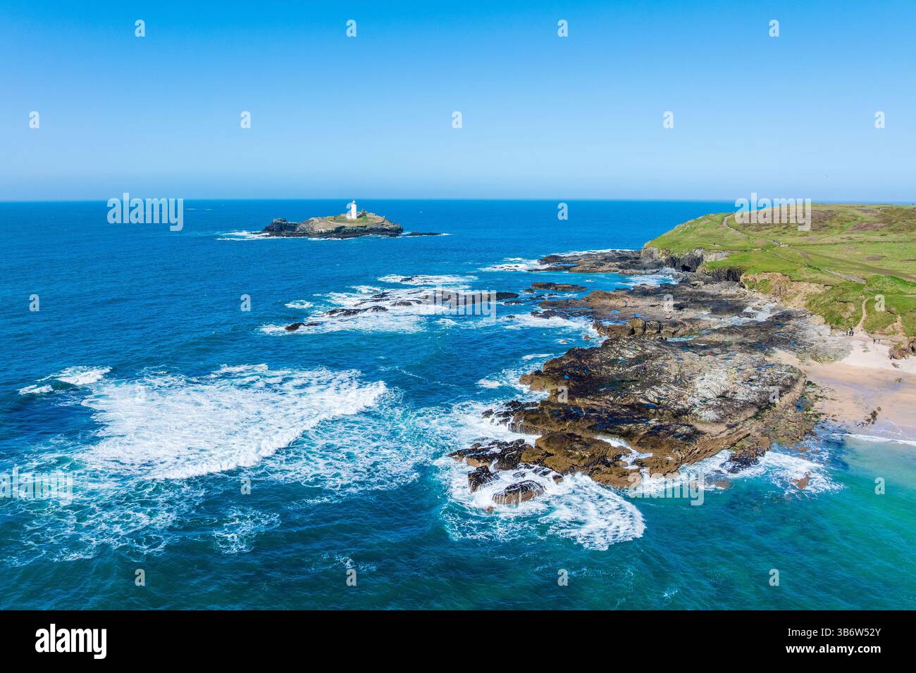 Godrevy Beach, Cornovaglia, Inghilterra, Regno Unito, Europa Foto Stock