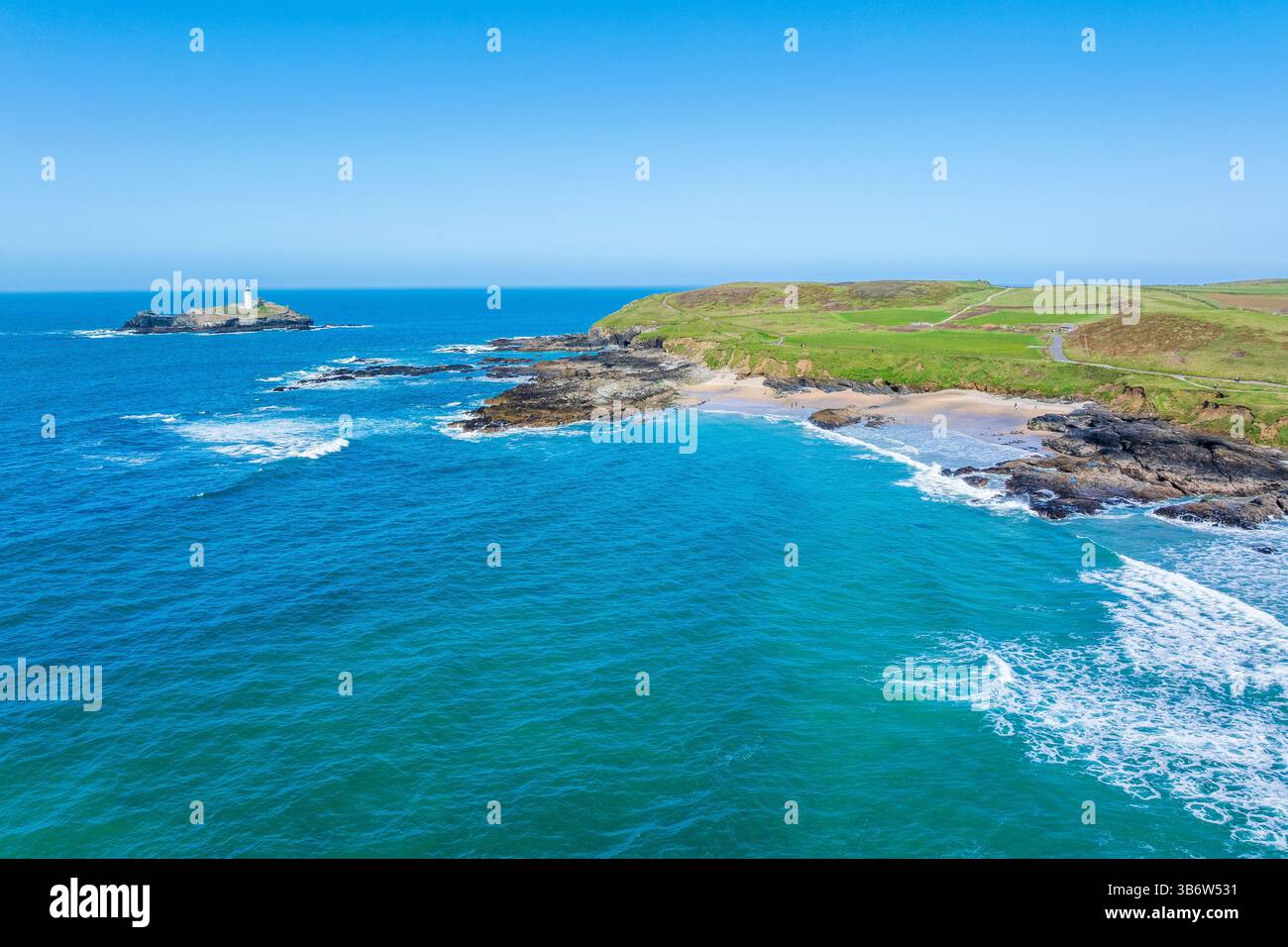 Godrevy Beach, Cornovaglia, Inghilterra, Regno Unito, Europa Foto Stock