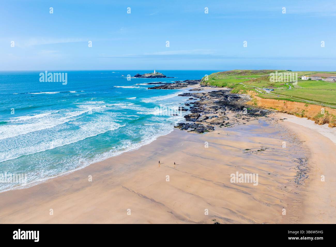 Godrevy Beach, Cornovaglia, Inghilterra, Regno Unito, Europa Foto Stock