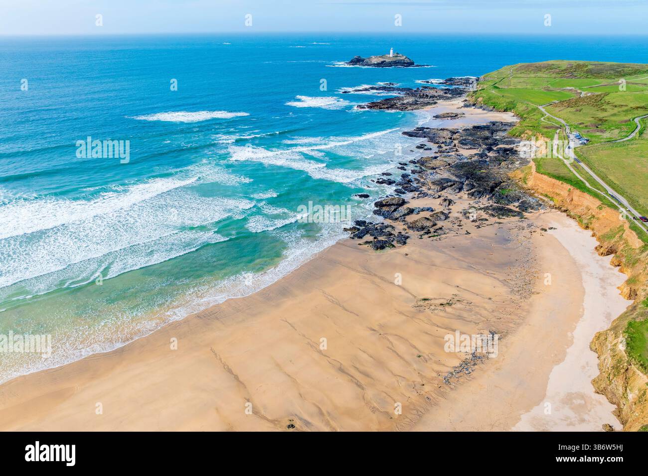 Godrevy Beach, Cornovaglia, Inghilterra, Regno Unito, Europa Foto Stock