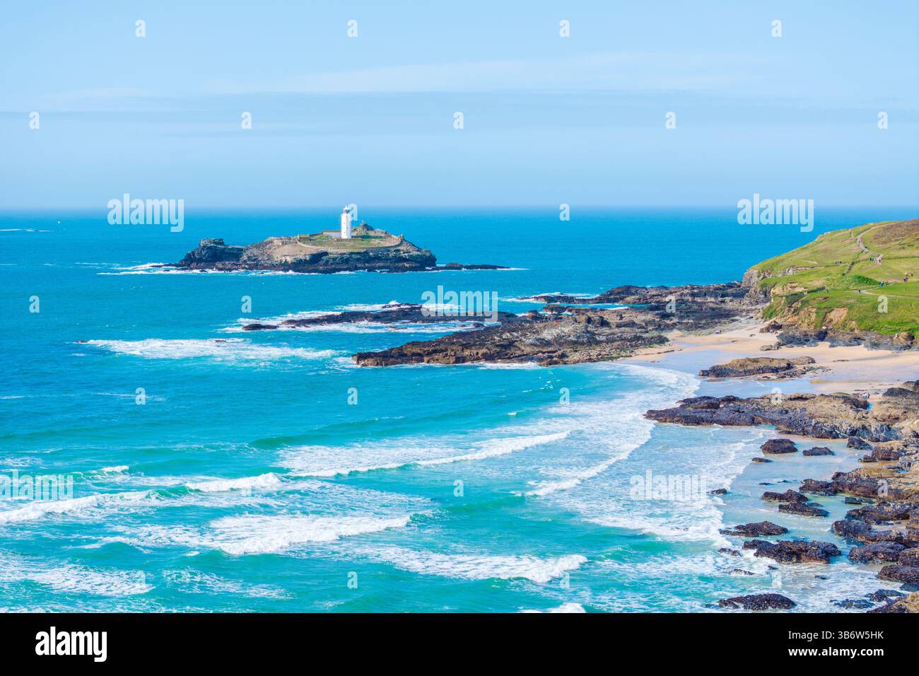 Godrevy Beach, Cornovaglia, Inghilterra, Regno Unito, Europa Foto Stock