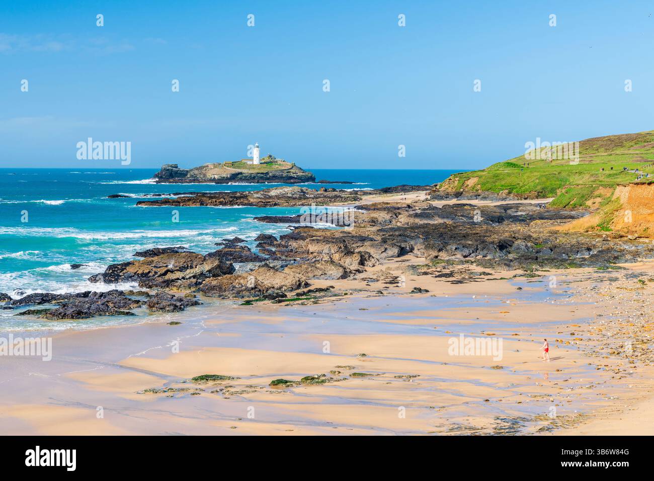 Godrevy Beach, Cornovaglia, Inghilterra, Regno Unito, Europa Foto Stock