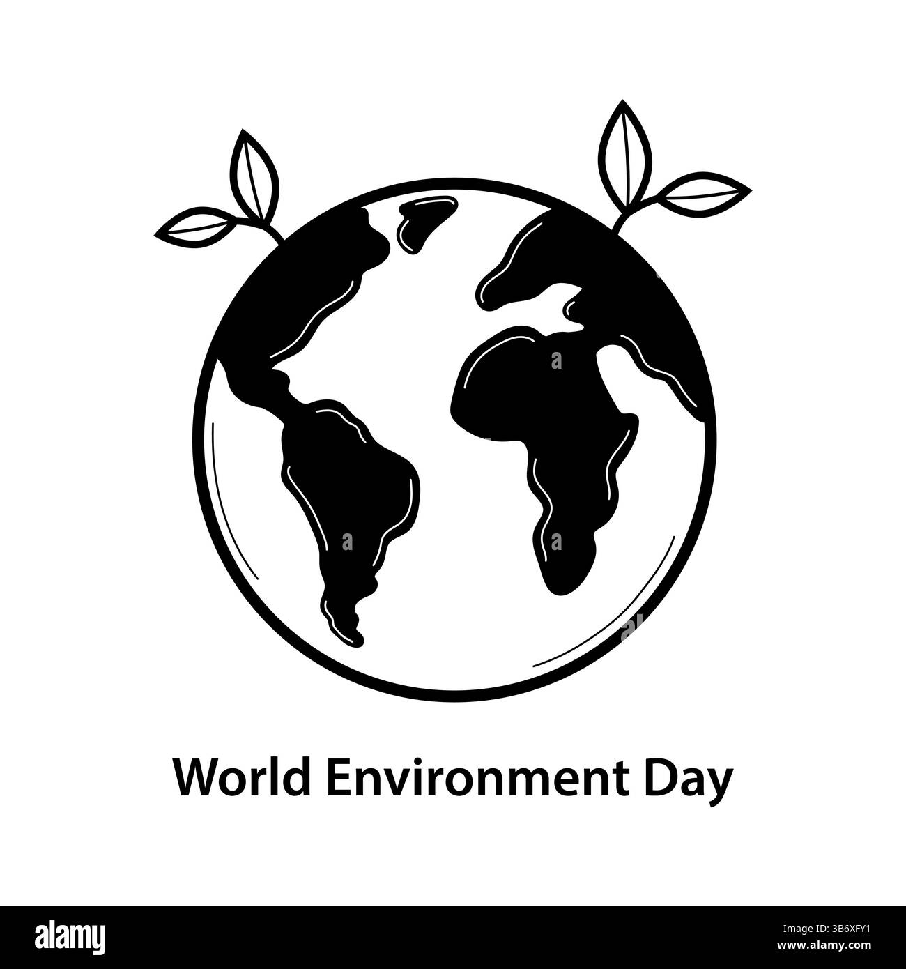 Giornata mondiale dell'ambiente. Moderno stile minimalista. Illustrazione vettoriale disegnata a mano in stile doodle. Illustrazione Vettoriale