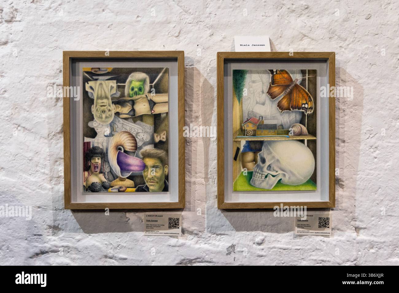 2 maggio 2025 - opere d'arte di Niels Janssen, serata di apertura per la mostra collettiva d'arte surrealista l'Age D'Or, Hoxton Arches, Londra, Inghilterra Foto Stock