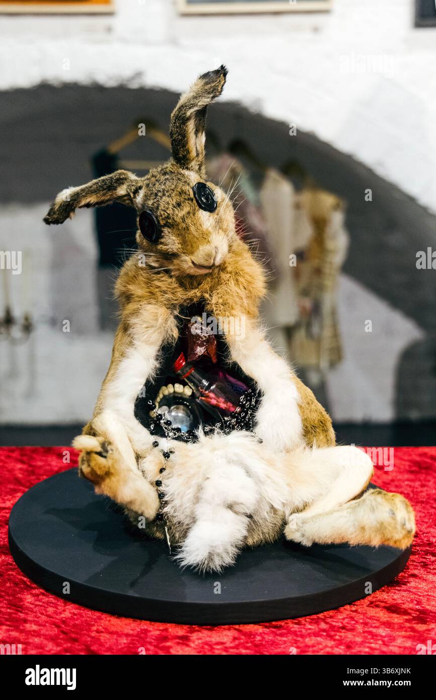 2 maggio 2025 - Taxidermy Hare di Beata Ostrowska, serata di apertura per la mostra collettiva d'arte surrealista l'Age D'Or, Hoxton Arches, Londra, Inghilterra Foto Stock