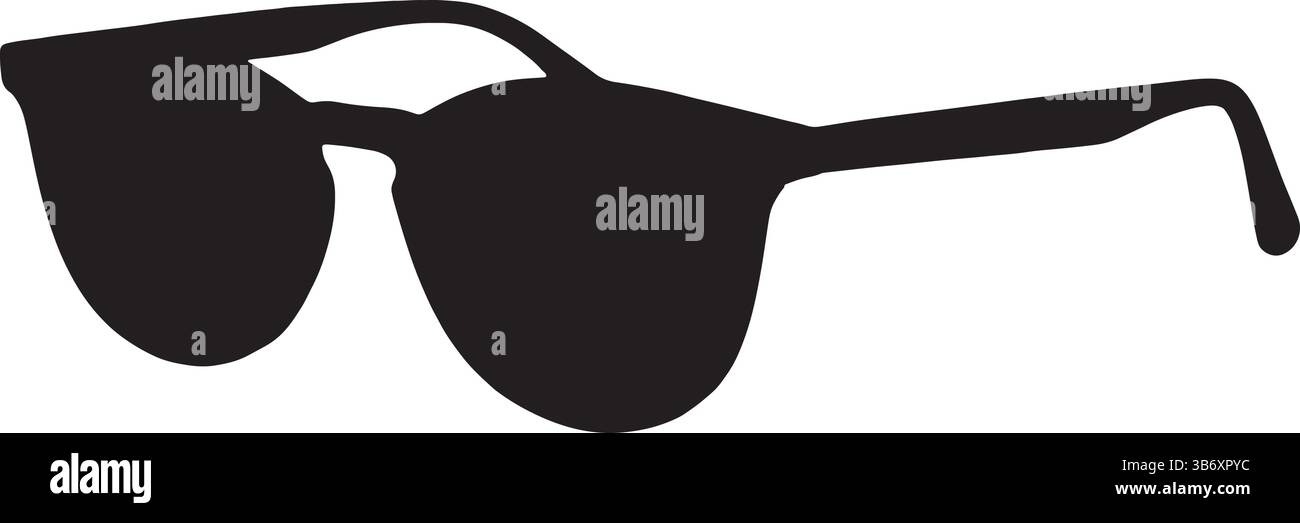 Splendida silhouette dei moderni occhiali da sole vista laterale isolata su sfondo bianco Illustrazione Vettoriale