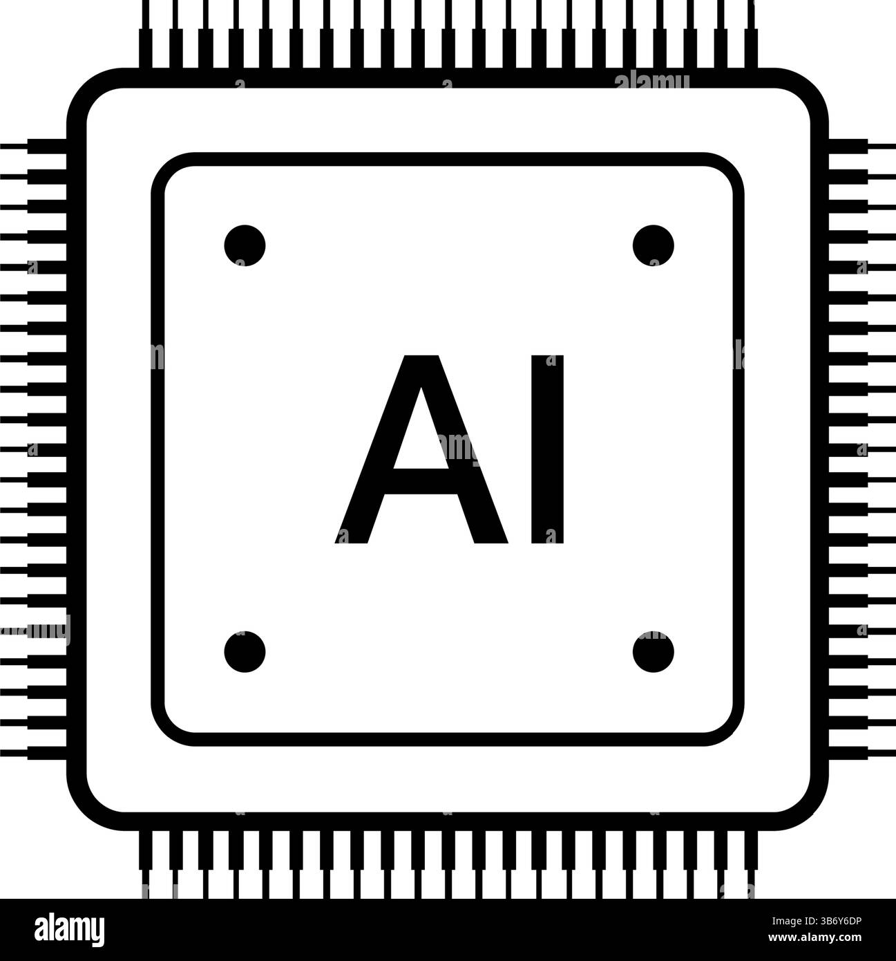 Icona vettoriale del chip del processore di intelligenza artificiale .ai illustrazione vettoriale del circuito della scheda del processore. Illustrazione Vettoriale