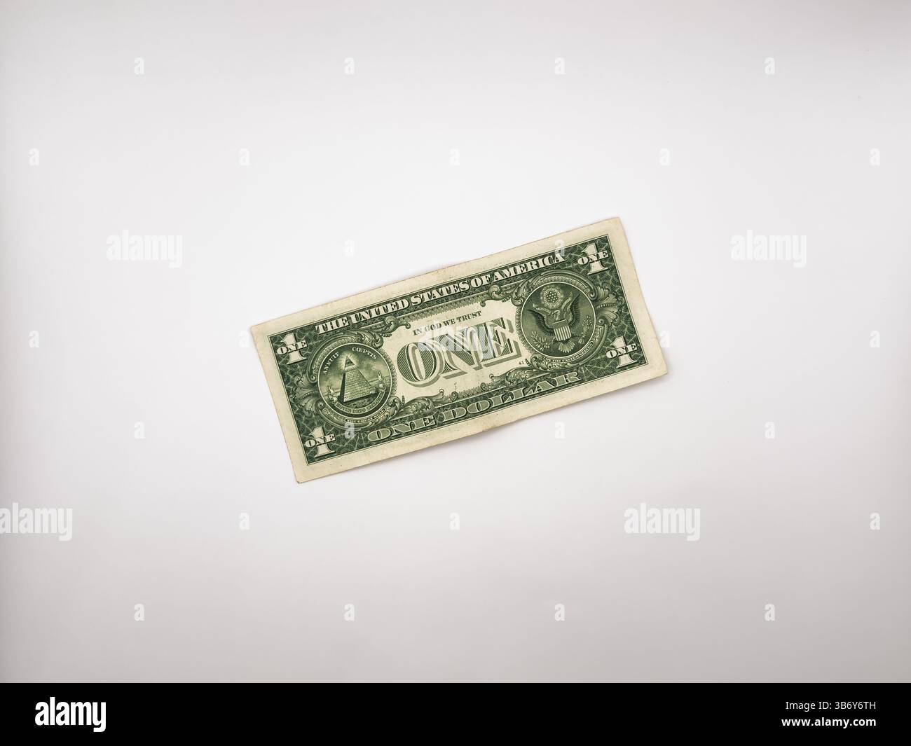 Nota di 1 dollaro isolata su sfondo bianco, nota di valuta di un dollaro isolata su sfondo bianco, Note di valuta USA PNG, Note di valuta USA Foto Stock