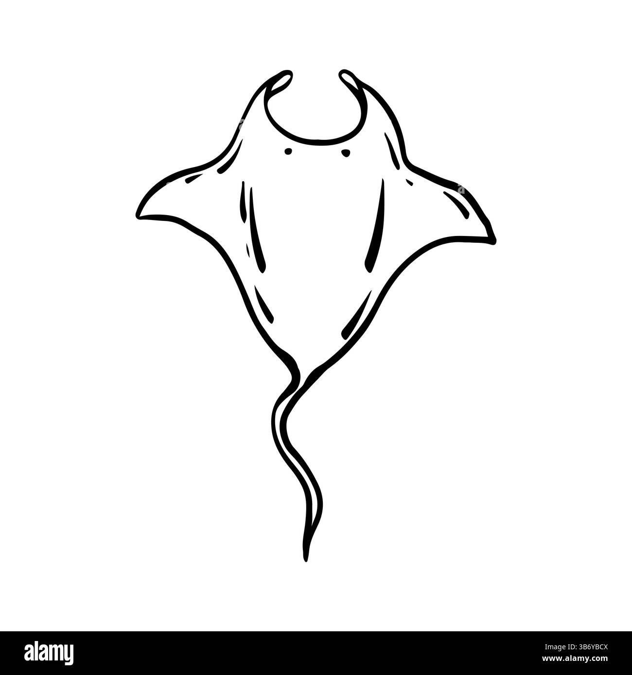 Puzzolente di mare in stile doodle. Animali marini, pesci oceanici. Illustrazione lineare vettoriale in uno stile disegnato a mano. Profilo. Illustrazione Vettoriale