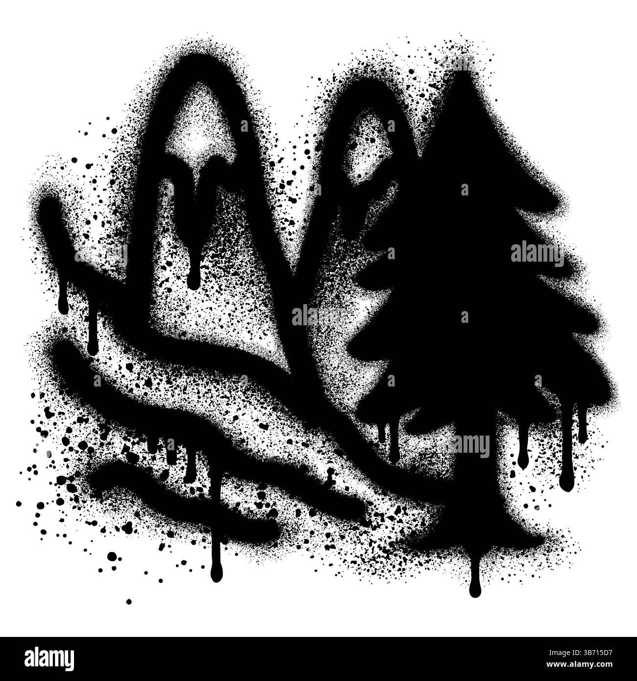 Avventura in montagna e viaggio in stile graffiti per magliette e altri. Illustrazione Vettoriale