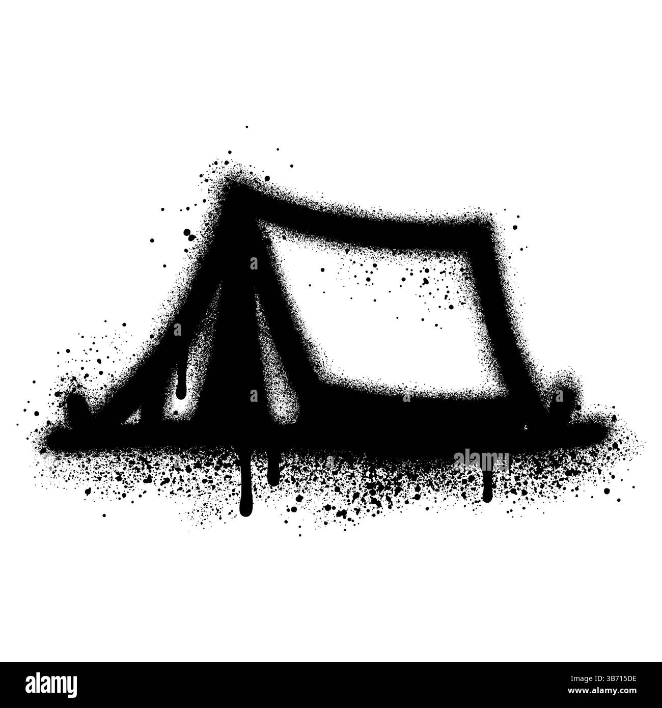 Icona della tenda da campeggio Graffiti verniciata a spruzzo spruzzata isolata con uno sfondo bianco. Illustrazione Vettoriale