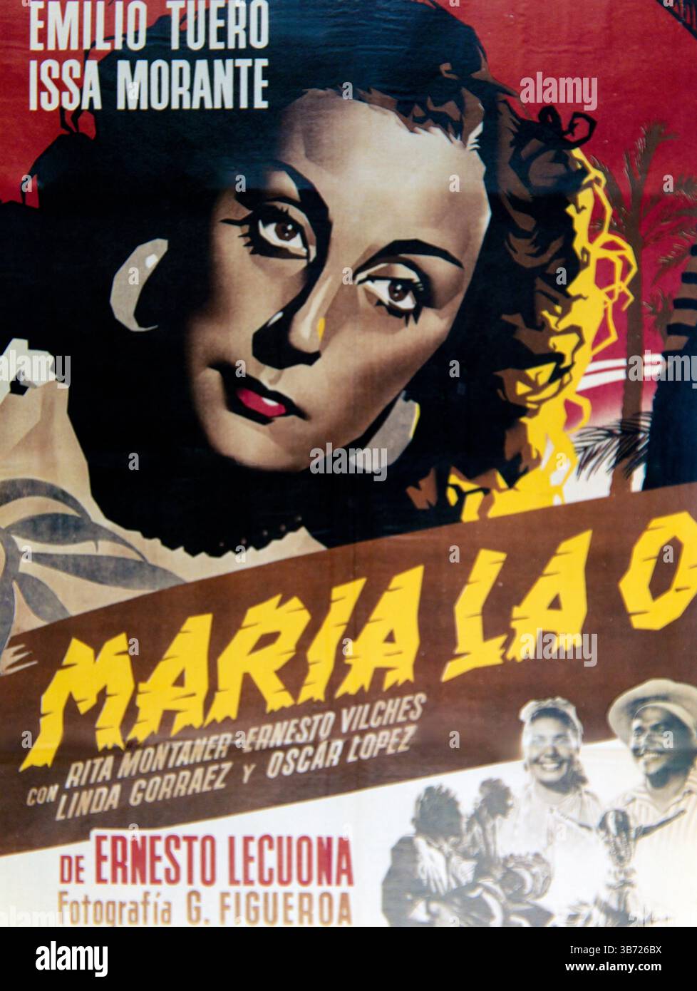 Immagine parziale del poster Cine messicano d'epoca Maria la O. Foto Stock