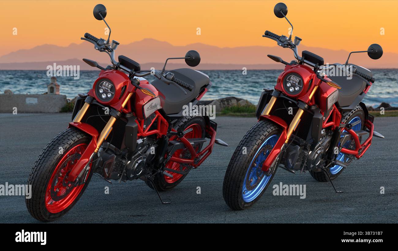 L'Indian FTR 1200S è una motocicletta da strada, o pista piana per strada, prodotta dal marchio americano Indian Motorcycle. Foto Stock