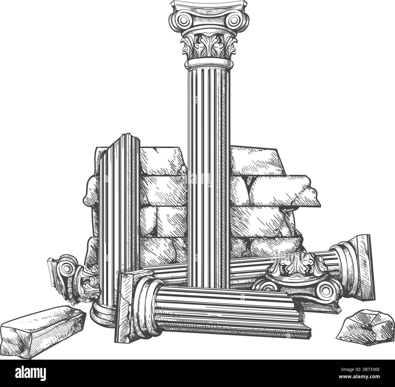 Antiche rovine di colonne Illustrazione Vettoriale