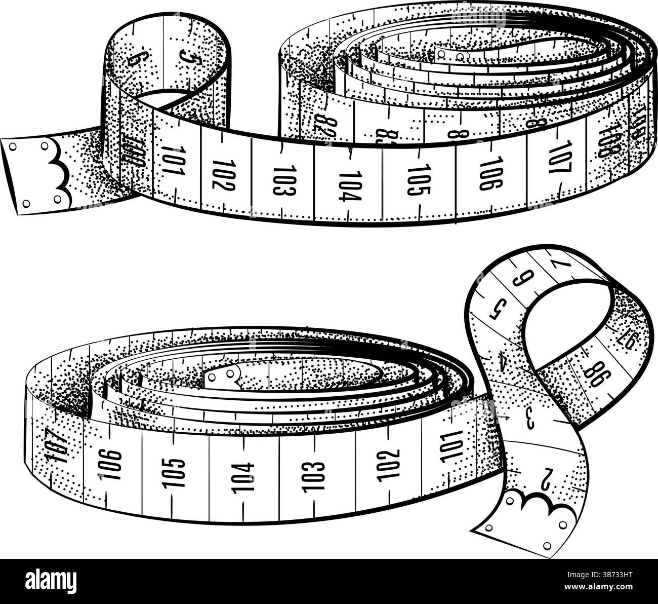 Incisione del nastro di misurazione con numeri Illustrazione Vettoriale