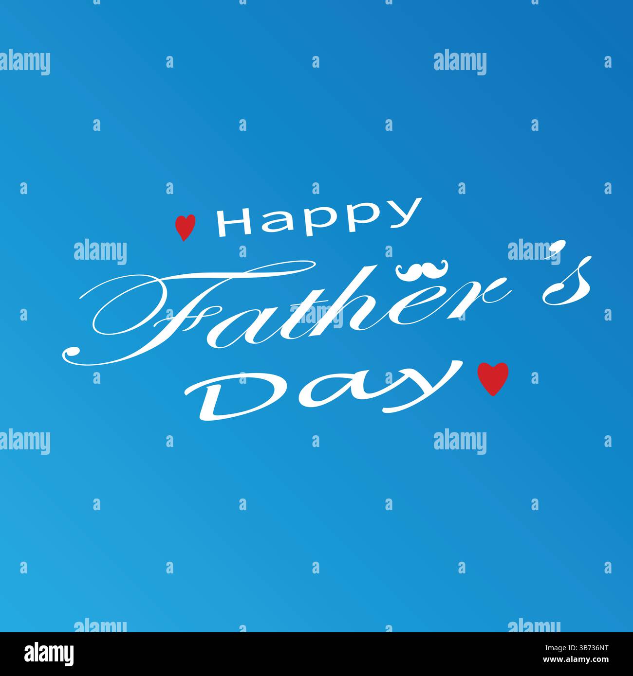 Biglietto di auguri per la festa del papà. Illustrazione vettoriale o concetto di logo. Simboli dell'amore su sfondo blu. Progetto file EPS. Illustrazione Vettoriale