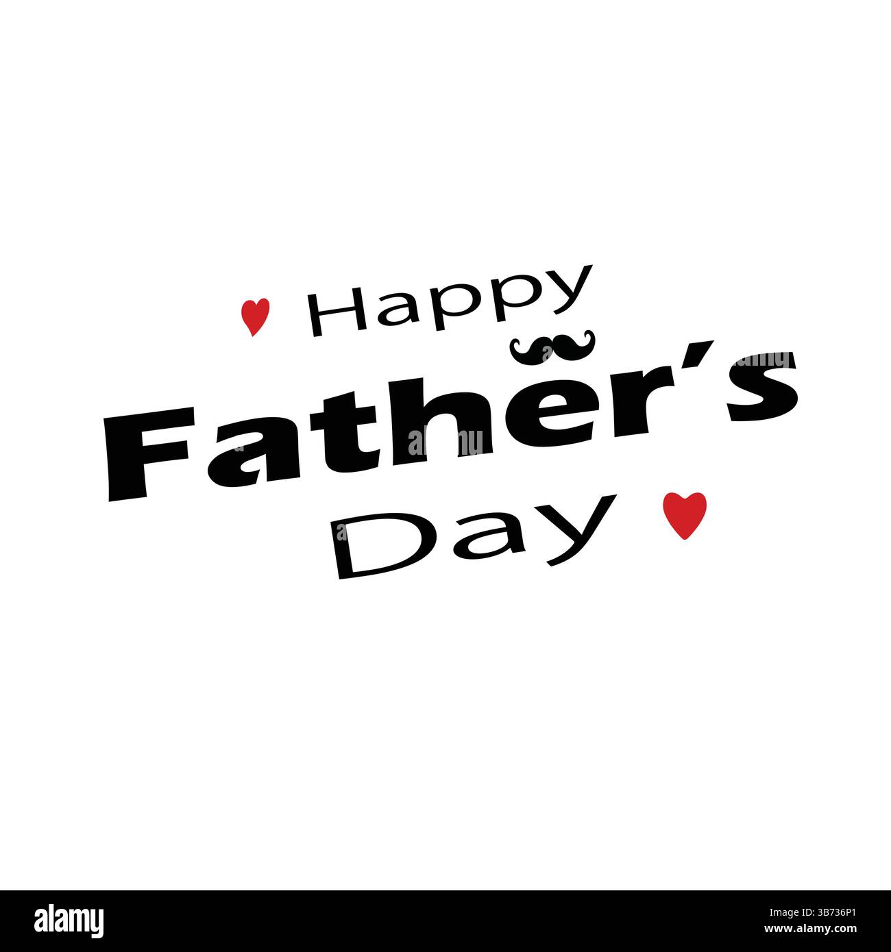 Biglietto di auguri per la festa del papà. Illustrazione vettoriale o concetto di logo. Simboli d'amore isolati su sfondo bianco. File EPS. Illustrazione Vettoriale