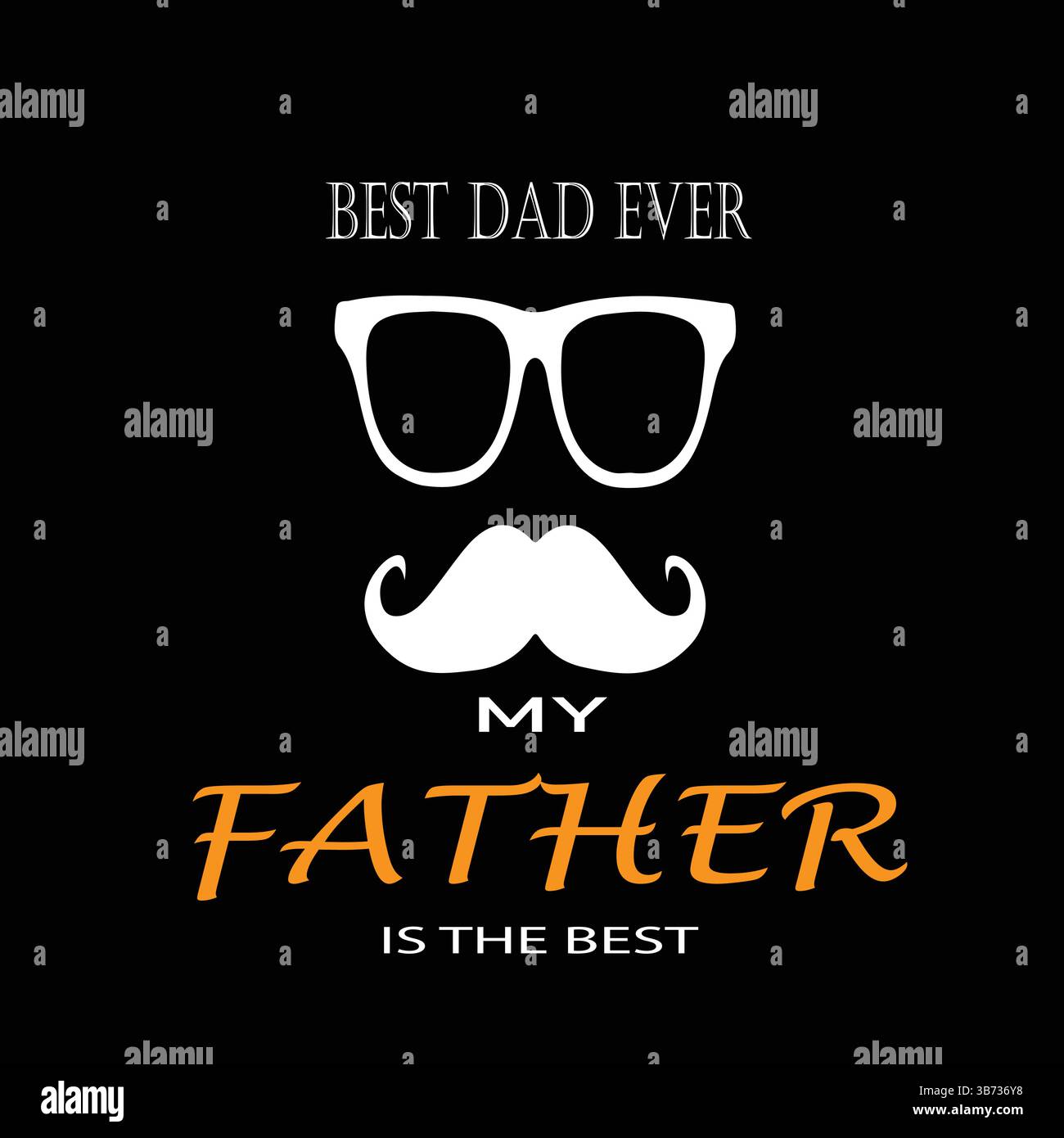 Il miglior padre di sempre. Mio padre è il migliore. Biglietto di auguri per la festa del papà. Illustrazione grafica vettoriale o concetto di logo isolato su sfondo nero. EPS Illustrazione Vettoriale