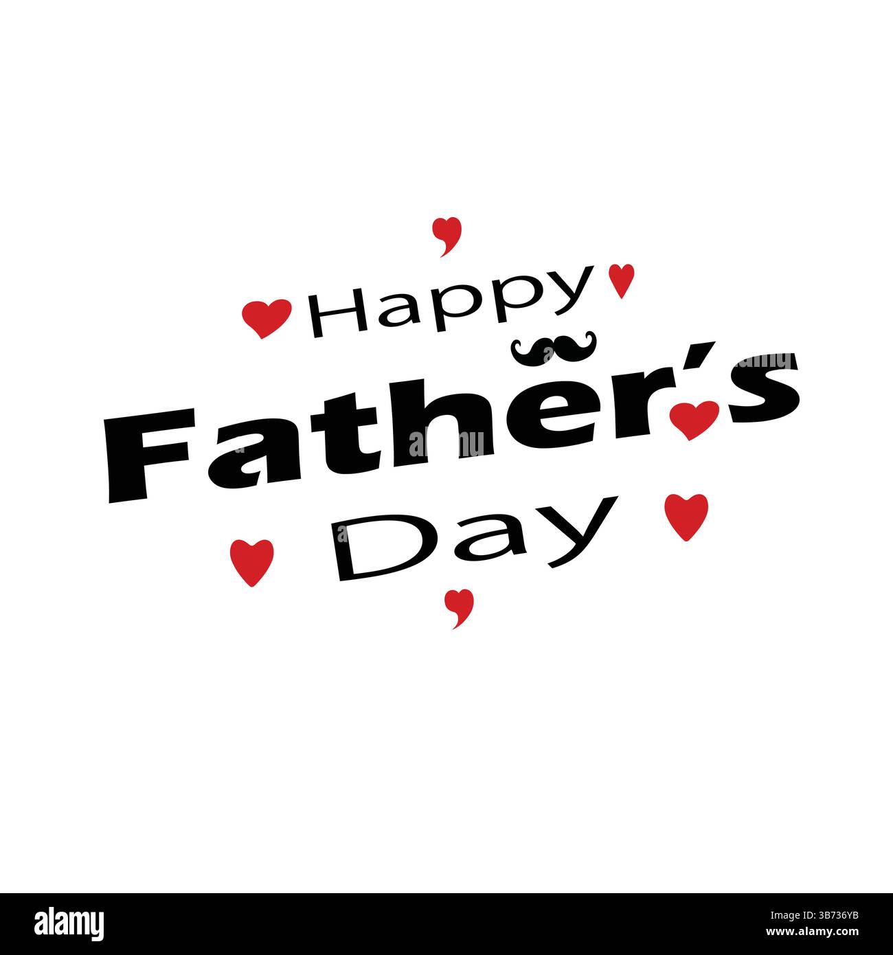 Biglietto di auguri per la festa del papà. Illustrazione vettoriale o concetto di logo. Simboli d'amore su sfondo bianco. Progetto file EPS. Illustrazione Vettoriale