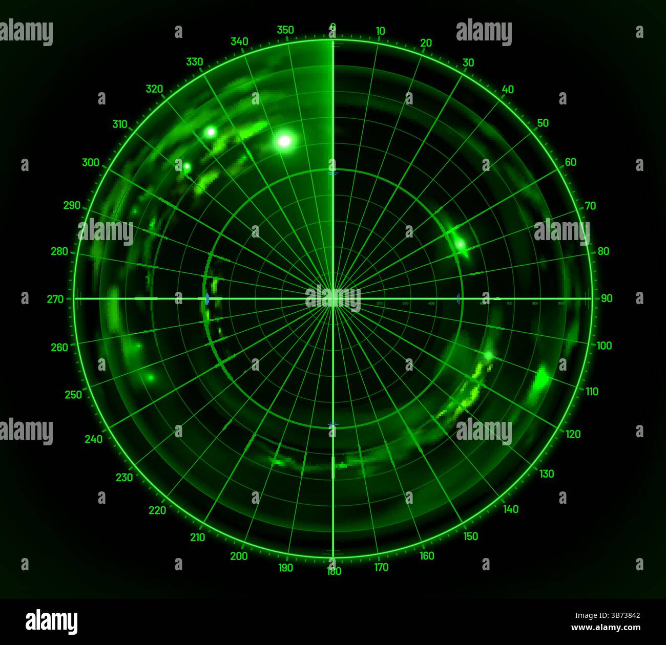 Schermo radar o sonar di scansione navale militare o cruscotto spia sottomarina, interfaccia di navigazione vettoriale. Schermo radar marino con bersagli della nave su sc Illustrazione Vettoriale