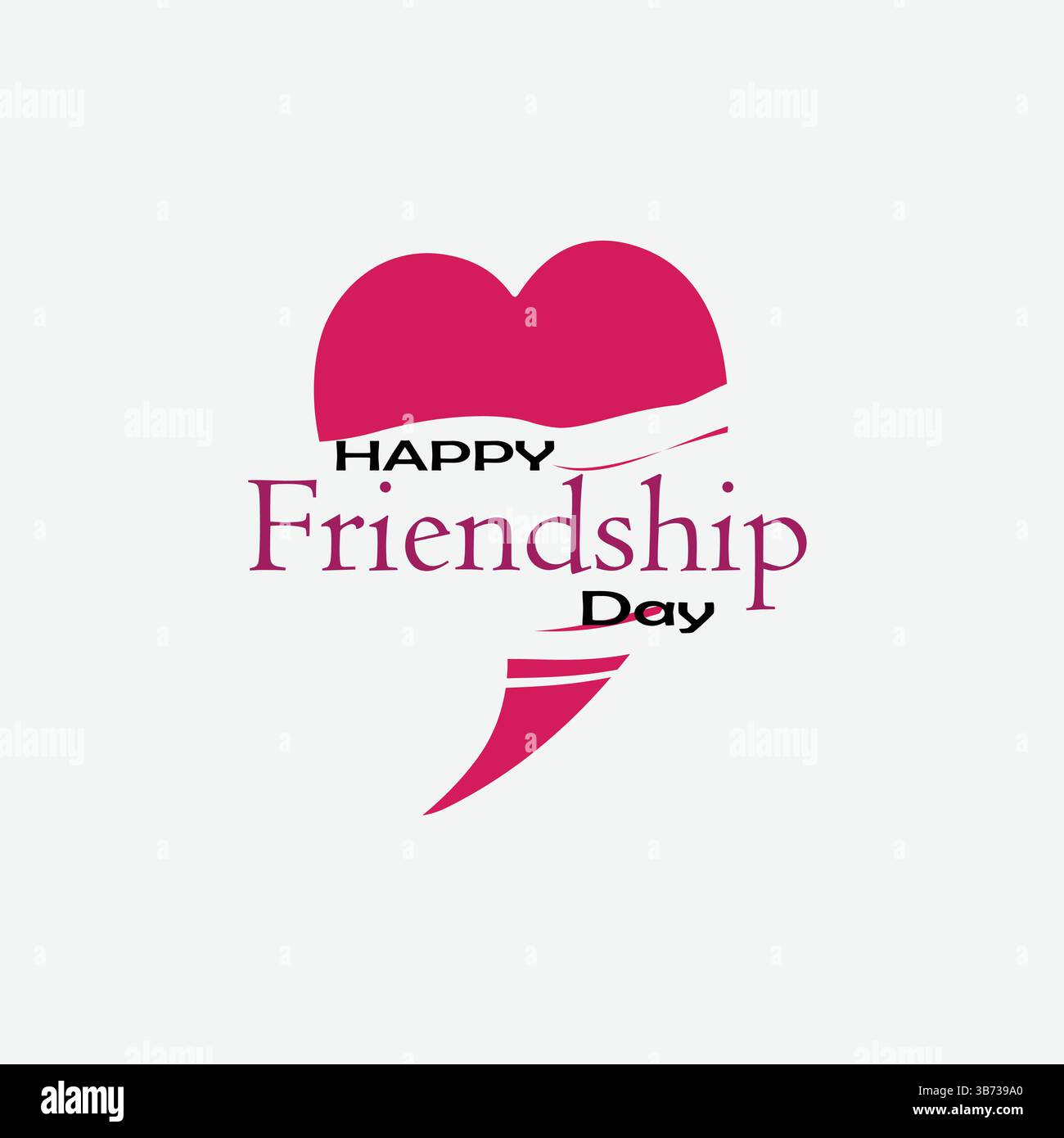 Happy International Friendship Day, vettore tipografico colorato con cuori in grigio - poster, striscione, design modello biglietto d'auguri. Illustrazione Vettoriale
